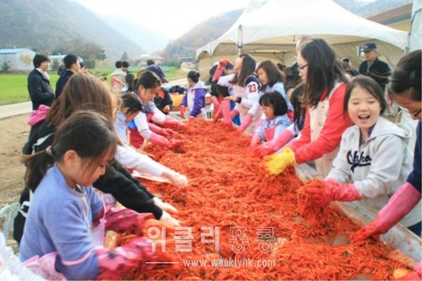 양평에서 열리는 2013년 농촌체험마을 김장축제에는 자신이 직접 담은 김장을 가져갈 수 있다. 행사는 이달 말까지 계속된다.