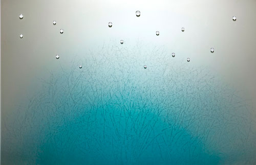 “Veiled” # 3 / Lee Kyu Hong / 120 x 80 x 4.5cm / Painted, printed and mirrorised on etched low-iron glass, laminated blown- glass / 2011